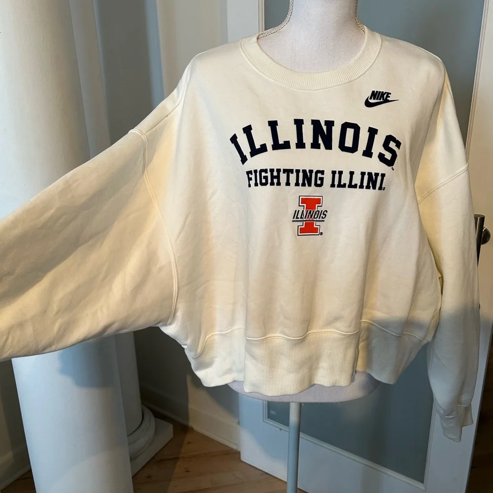 Nike Women's White/Cream Illinois Fighting Illini Sweatshirt - Picture 2 of 7